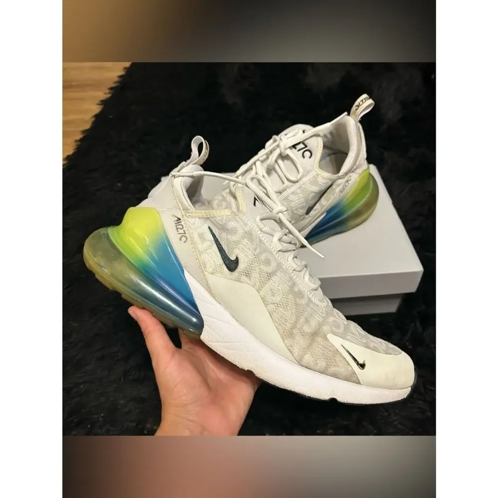 NIKE air max 270 White Lime Blast Photo Blue lace up shoes sneakers mens 12